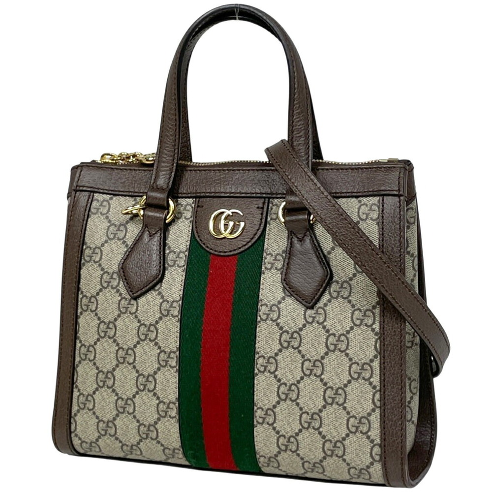 Gucci Ophidia Tote Bag GG Double GG Web Shoulder Supreme Beige Brown